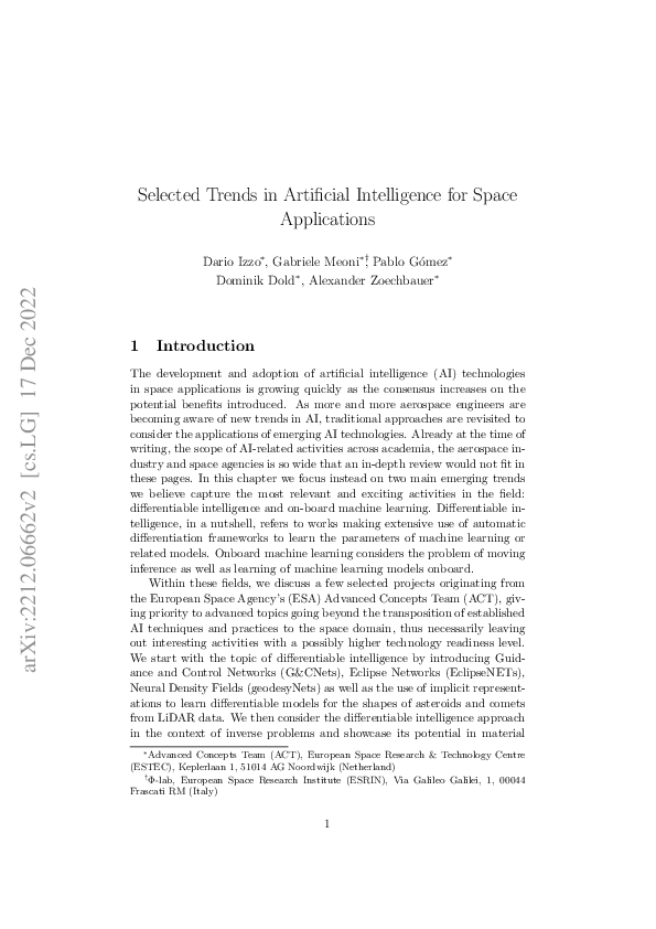 (PDF) Selected Trends in Artificial Intelligence for Space Applications