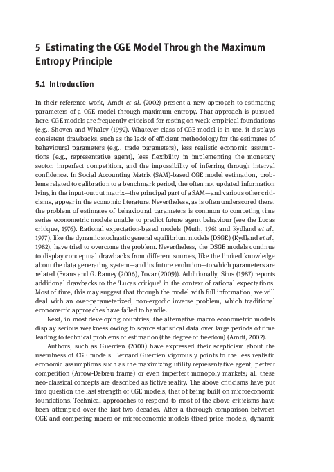 (PDF) 5 Estimating the CGE Model Through the Maximum Entropy Principle