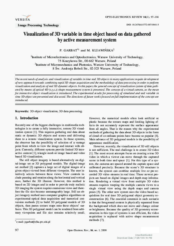 (PDF) Visualization of 3D variable in time object based on data ...