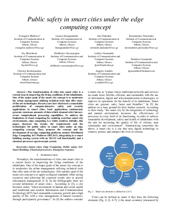 (PDF) Public safety in smart cities under the edge computing concept