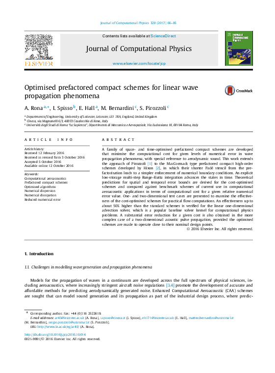(PDF) Optimised prefactored compact schemes for linear wave propagation ...