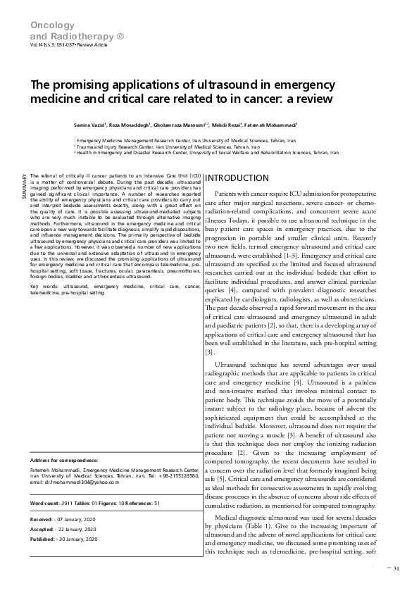 (PDF) The promising applications of ultrasound in emergency medicine ...