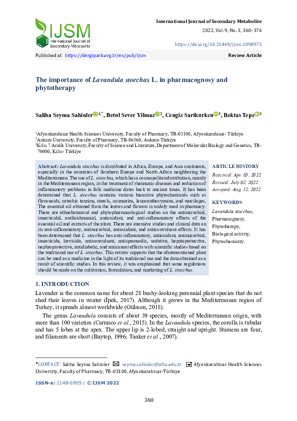 (PDF) The importance of Lavandula stoechas L. in pharmacognosy and ...