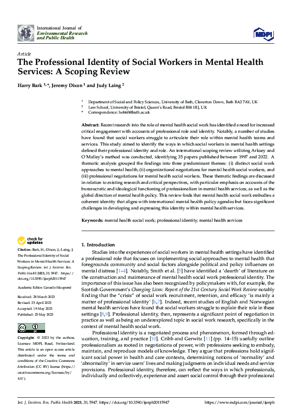(PDF) The Professional Identity of Social Workers in Mental Health ...