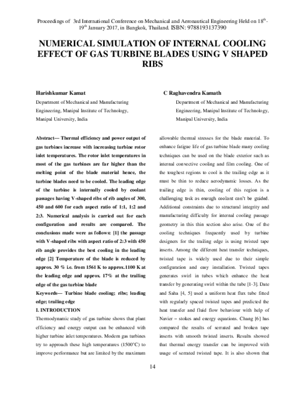 (PDF) Numerical simulation of internal cooling effect of gas turbine ...