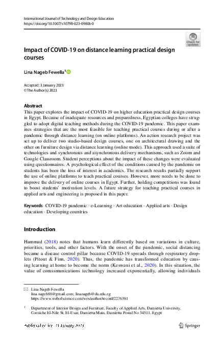 (PDF) Impact of COVID-19 on distance learning practical design courses