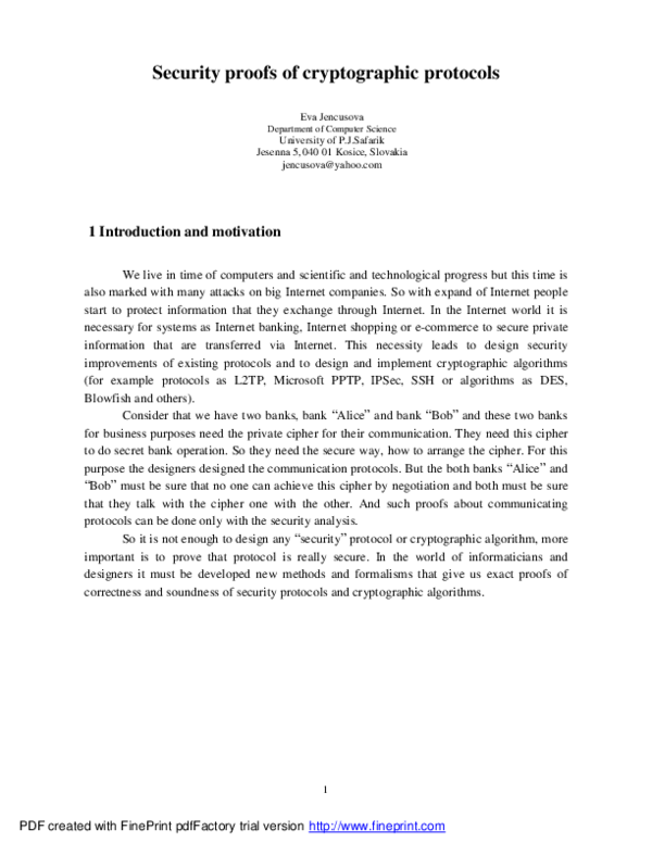 (PDF) Security Proofs of Cryptographic Protocols
