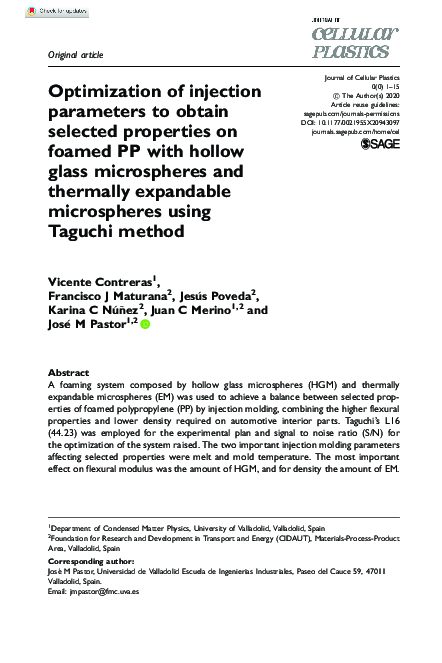 (PDF) Optimization of injection parameters to obtain selected ...
