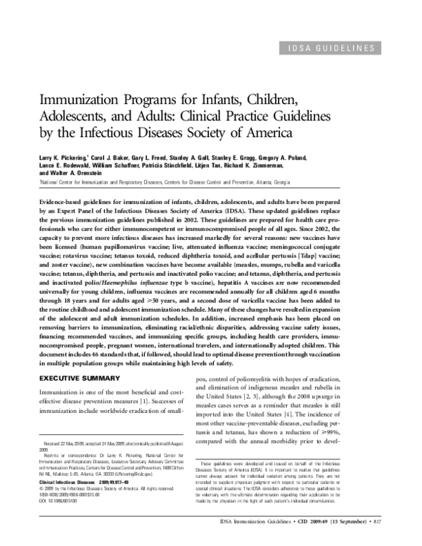 (PDF) Immunization Programs for Infants, Children, Adolescents, and ...