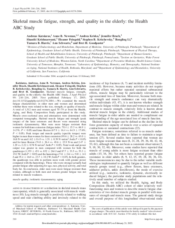 (PDF) Skeletal muscle fatigue, strength, and quality in the elderly ...