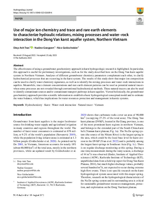 (PDF) Use of major ion chemistry and trace and rare earth elements to ...