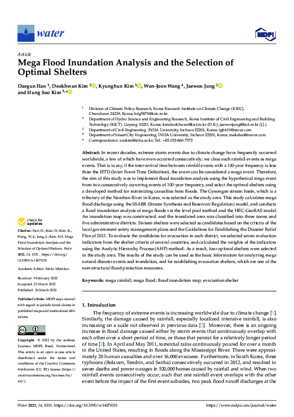 (PDF) Mega Flood Inundation Analysis and the Selection of Optimal Shelters