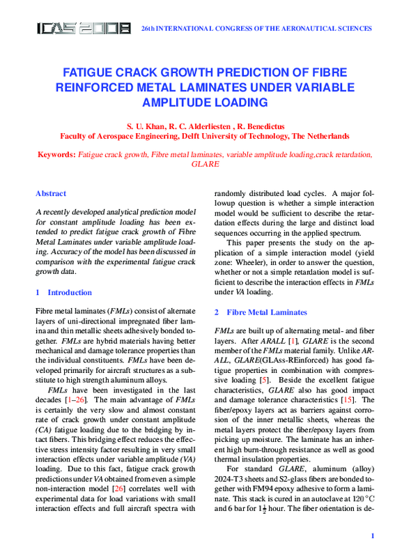 (PDF) Fatigue Crack Growth Prediction of Fibre Reinforced Metal ...