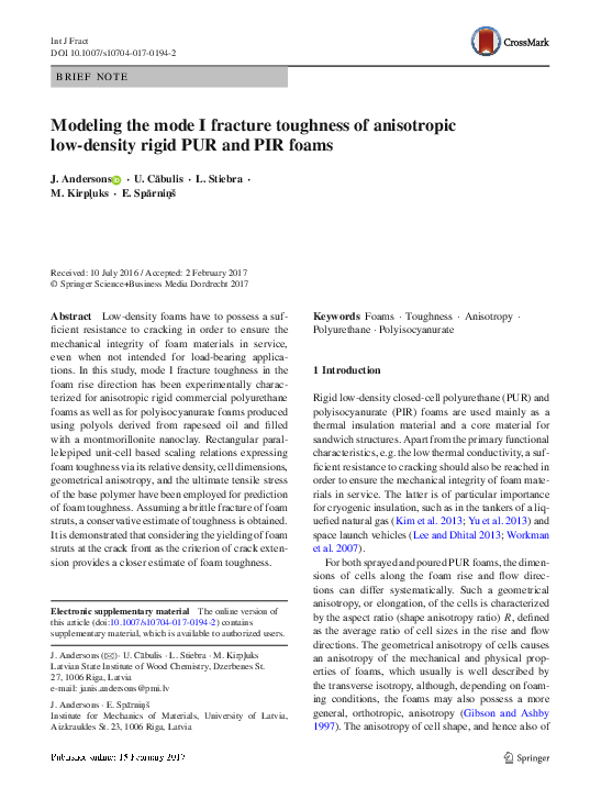 (PDF) Modeling the mode I fracture toughness of anisotropic low-density ...