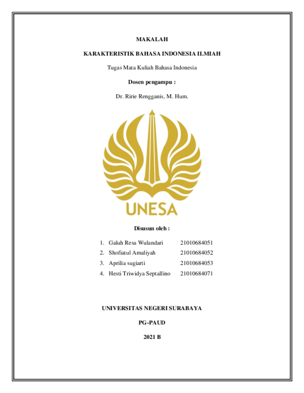 (PDF) MAKALAH KARAKTERISTIK BAHASA INDONESIA ILMIAH