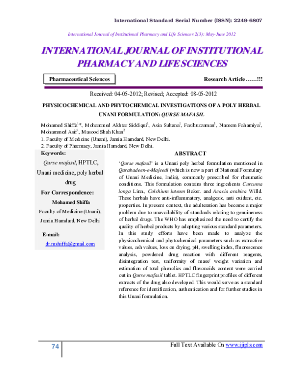 (PDF) Physicochemical and Phytochemical Investigation of Three ...