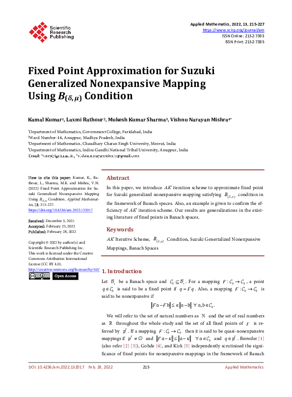 (PDF) Fixed Point Approximation for Suzuki Generalized Nonexpansive ...
