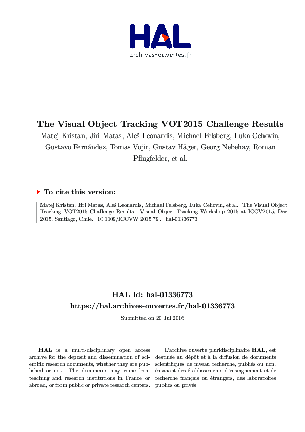 (PDF) The visual object tracking VOT2013 challenge results