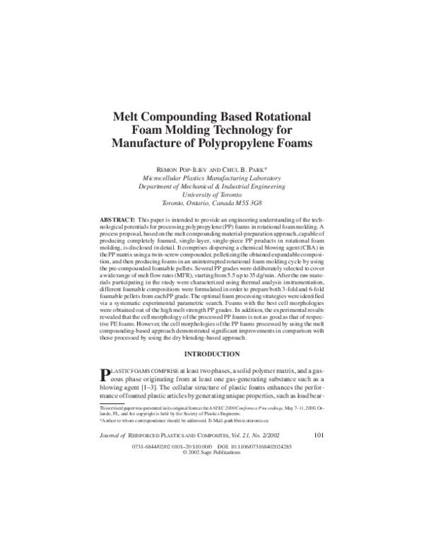 (PDF) Melt Compounding Based Rotational Foam Molding Technology for ...