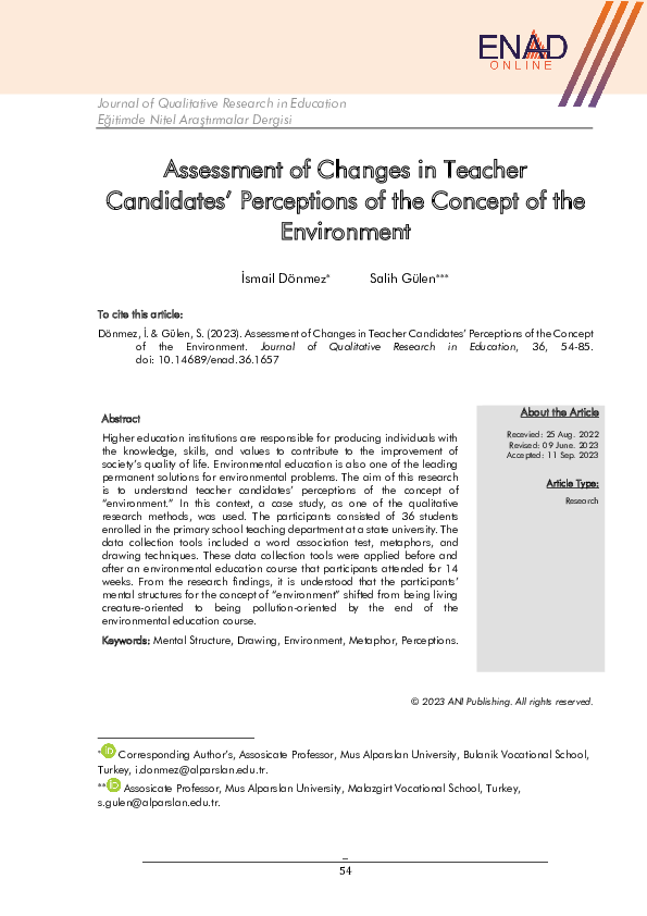 (PDF) Assessment of Changes in Teacher Candidates' Perceptions of the ...