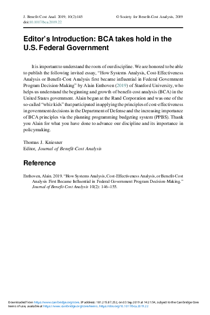 (PDF) Editor’s Introduction: BCA takes hold in the U.S. Federal Government