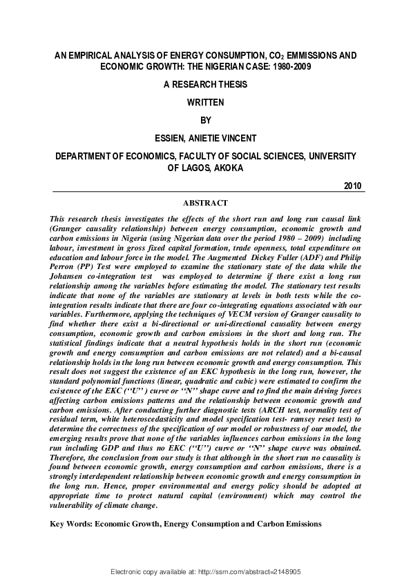 (PDF) An Empirical Analysis of Energy Consumption, CO2 Emissions and ...