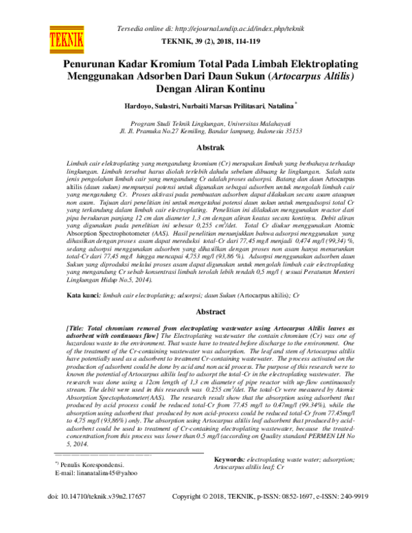 (PDF) Total chromium removal from electroplating wastewater using ...