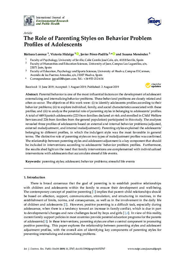 (PDF) The Role of Parenting Styles on Behavior Problem Profiles of ...