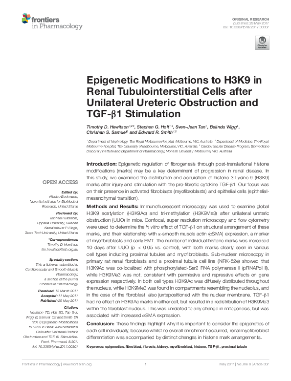 (PDF) Epigenetic Modifications to H3K9 in Renal Tubulointerstitial ...