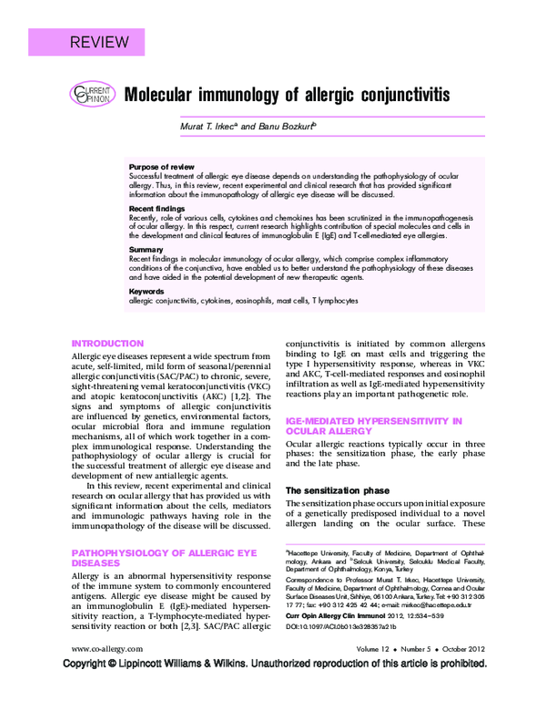 (PDF) Molecular immunology of allergic conjunctivitis