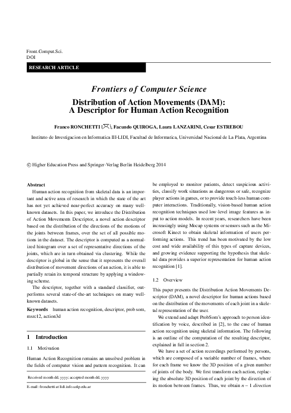 (PDF) Distribution of action movements (DAM): a descriptor for human ...