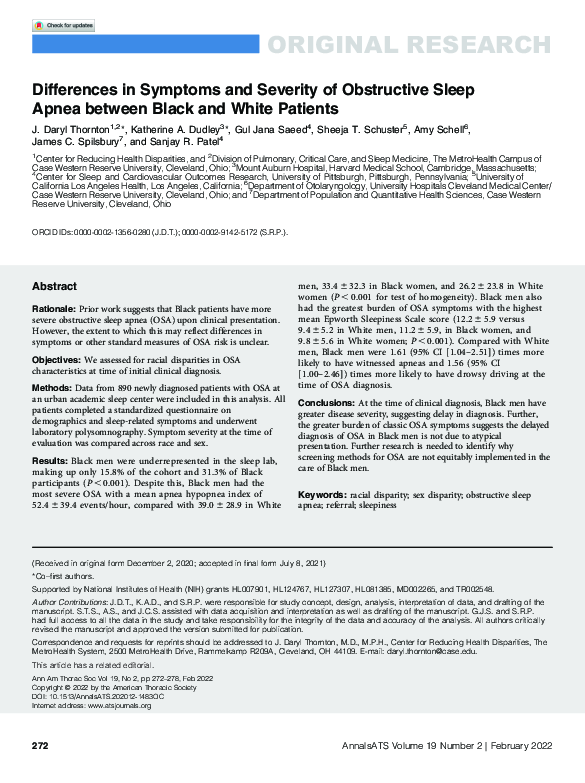 (PDF) Differences in Symptoms and Severity of Obstructive Sleep Apnea ...