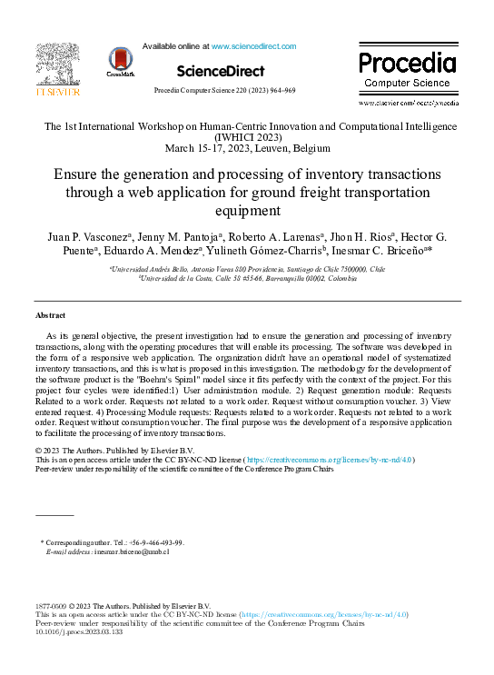 (PDF) Ensure the generation and processing of inventory transactions ...