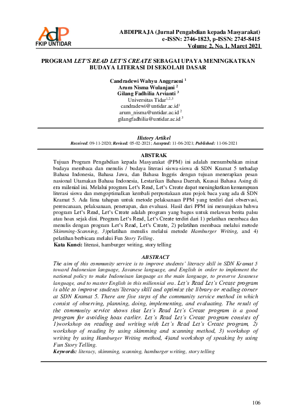 (PDF) Program Let’s Read Let’s Create Sebagai Upaya Meningkatkan Budaya ...