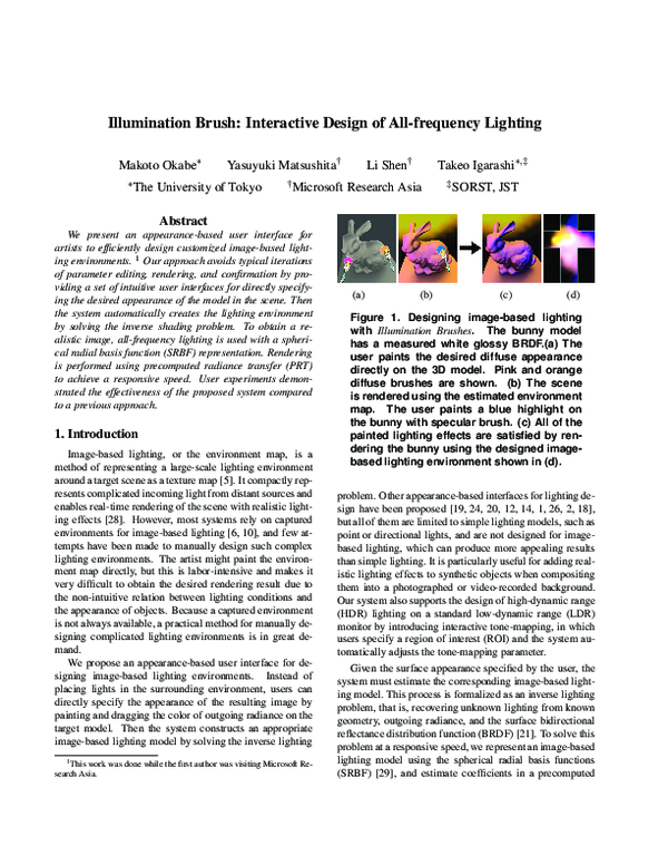 (PDF) Illumination Brush: Interactive Design of All-Frequency Lighting