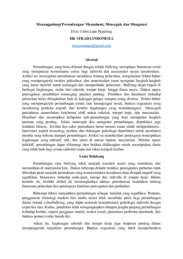 Doc Menanggulangi Perundungan Memahami Mencegah Dan Mengatasi