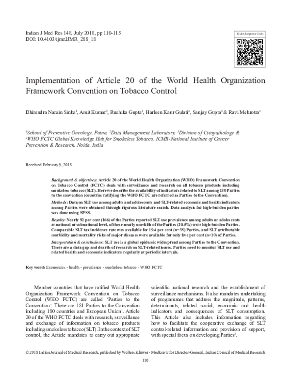 (PDF) Implementation of Article 20 of the World Health Organization ...