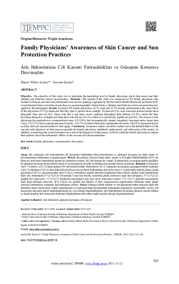 pdf-family-physicians-awareness-of-skin-cancer-and-sun-protection