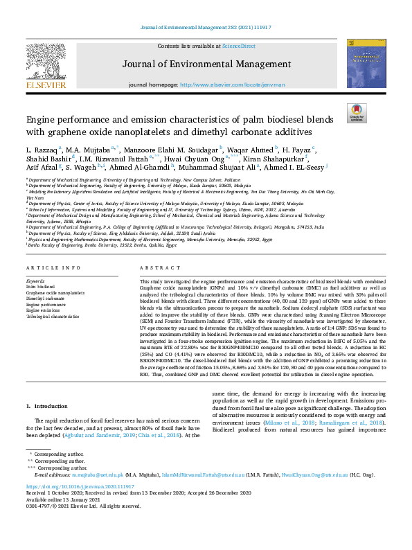 (PDF) Engine performance and emission characteristics of palm biodiesel ...