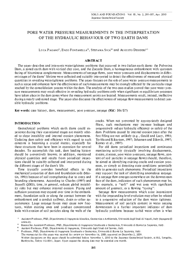 (PDF) Pore Water Pressure Measurements in the Interpretation of the ...