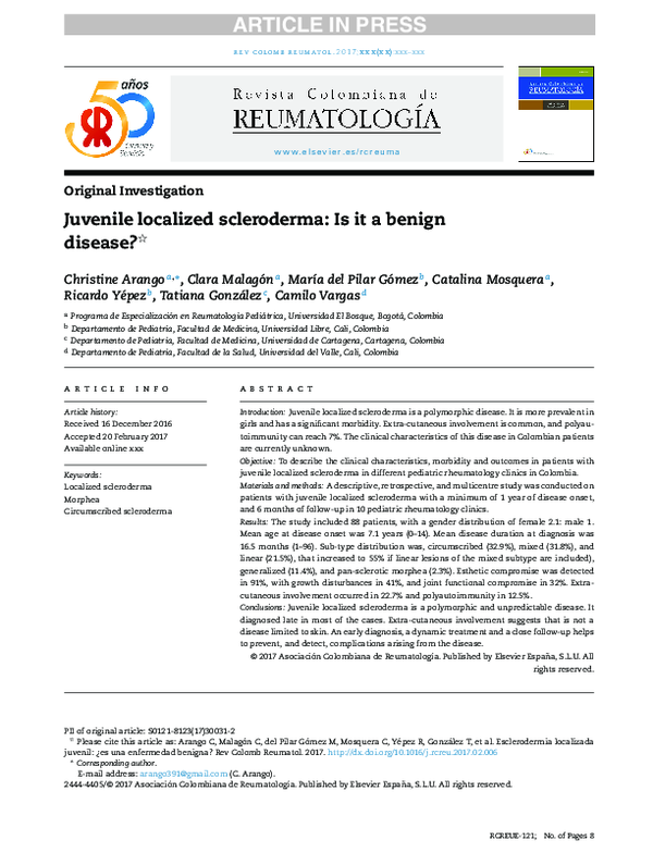 (PDF) Juvenile localized scleroderma: Is it a benign disease?