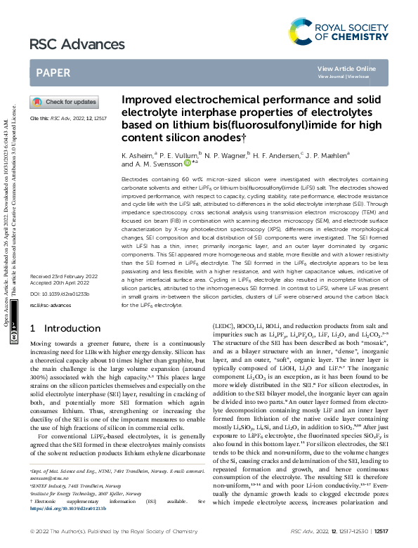 Pdf Improved Electrochemical Performance And Solid Electrolyte