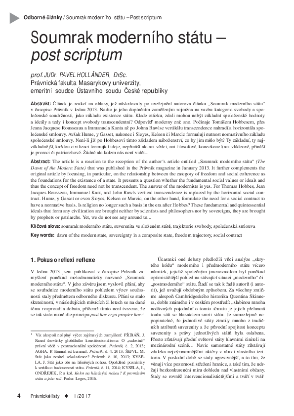 (PDF) Soumrak moderního státu: post scriptum