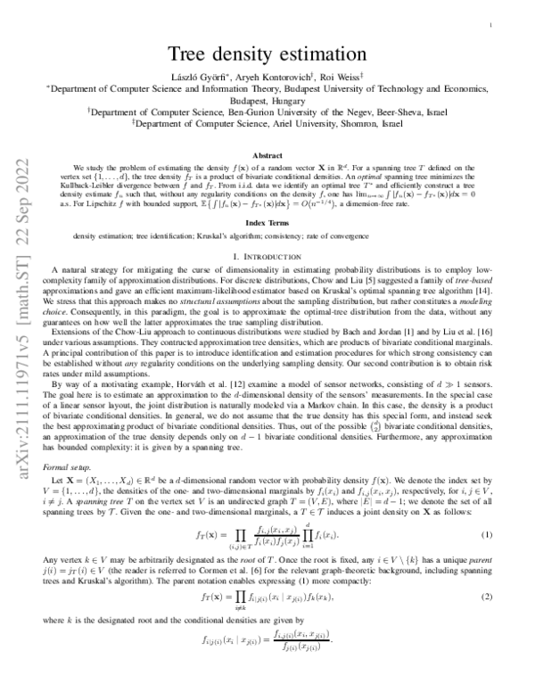 (PDF) Tree density estimation