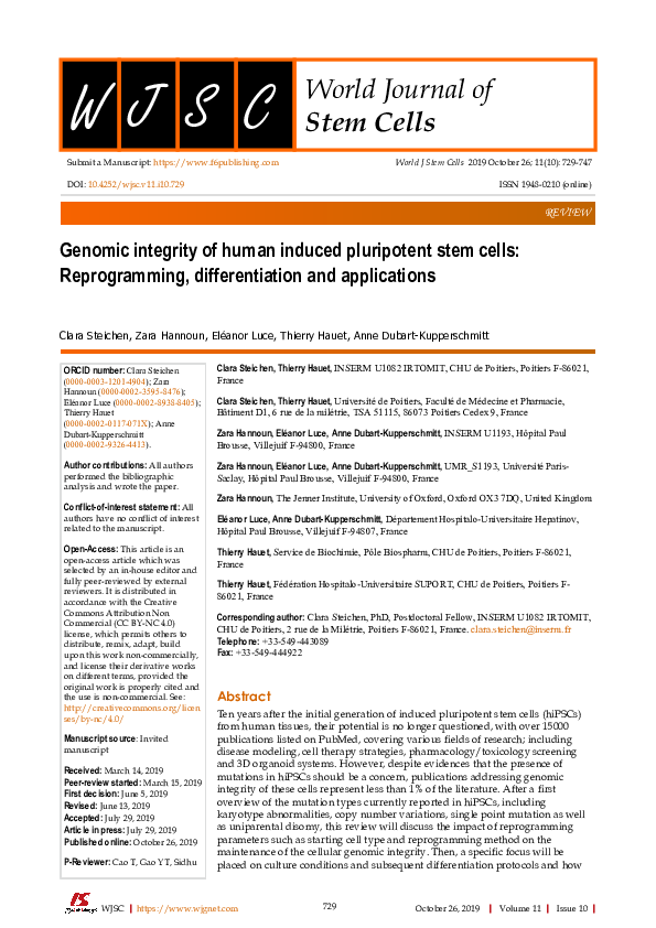 (PDF) Genomic integrity of human induced pluripotent stem cells ...