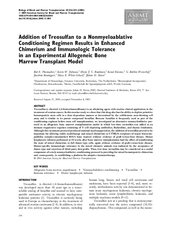 (PDF) Addition of treosulfan to a nonmyeloablative conditioning regimen ...