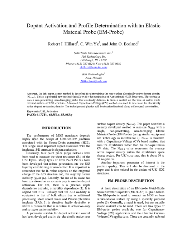 (PDF) Dopant Activation Measurement Using Elastic Material Probe