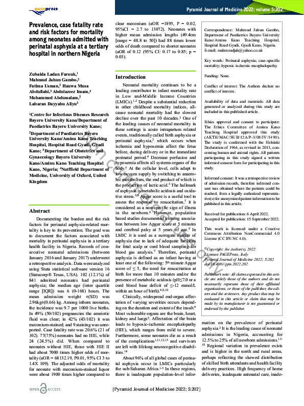 (PDF) Prevalence, case fatality rate and risk factors for mortality ...