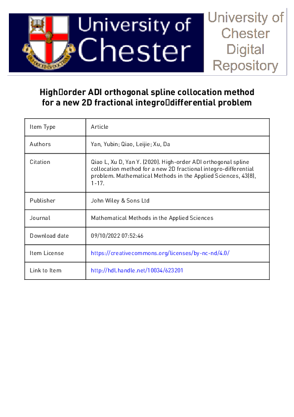 (PDF) High‐order ADI orthogonal spline collocation method for a new 2D ...