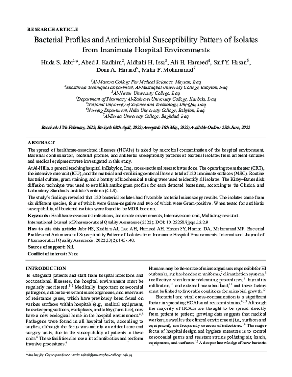(PDF) Bacterial Profiles and Antimicrobial Susceptibility Pattern of ...